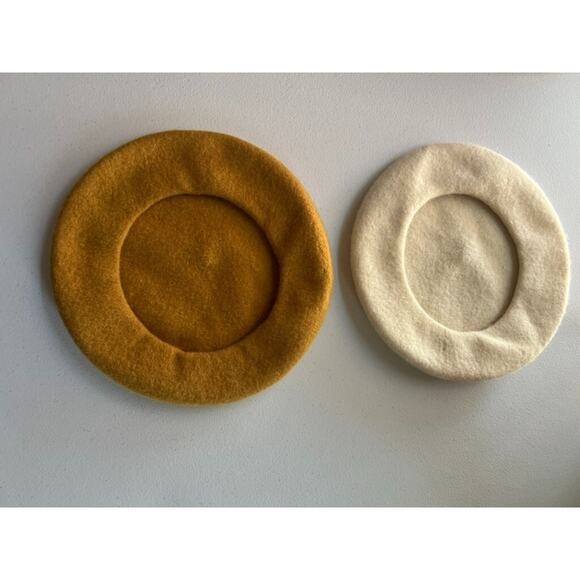 Vintage Berets Olive and Pique 100% Wool Brown and Beige - Picture 4 of 11